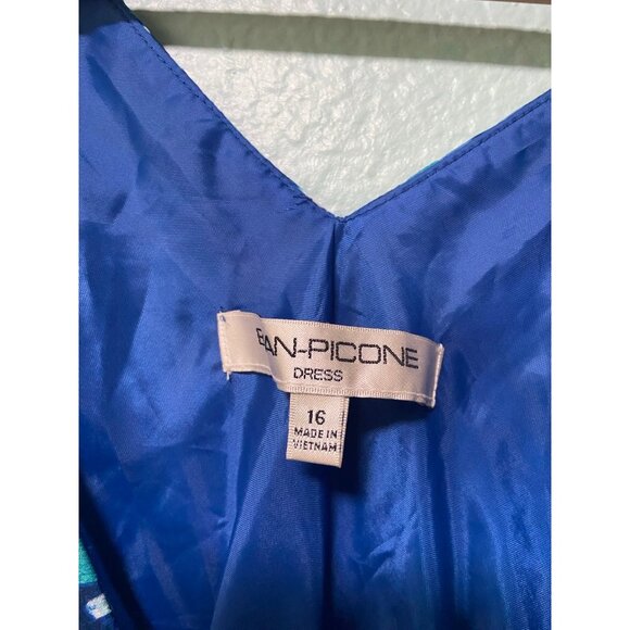 Vintage Evan Picone Women's Y2K Blue Floral Butterfly Dress Size 16 - Picture 6 of 9